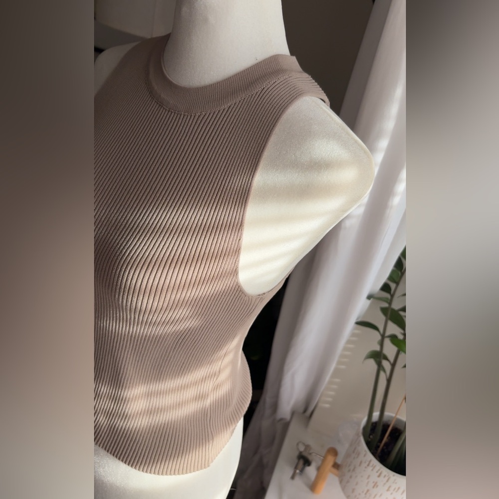 Sincerely Jules Ribbed Knit Tank Top - Tan - Picture 3 of 4